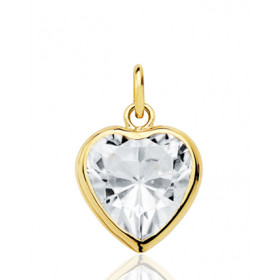 Pendentif or 18 carats et zirconium "cœur" 10 mm