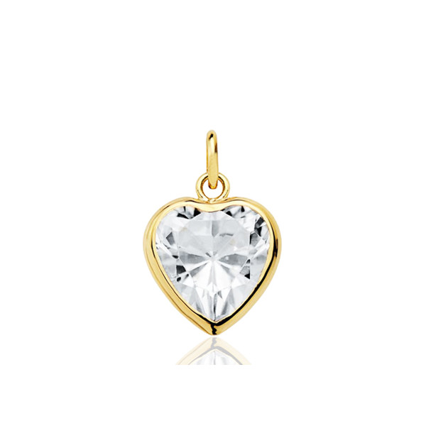Pendentif or 18 carats et zirconium "cœur" 10 mm