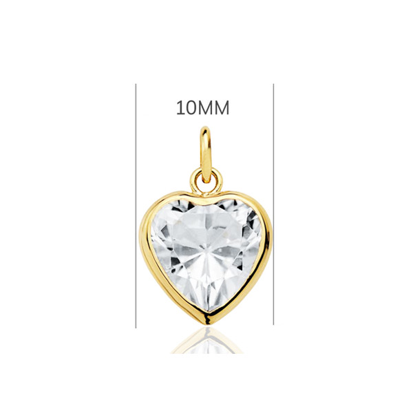 Pendentif or 18 carats et zirconium "cœur" 10 mm