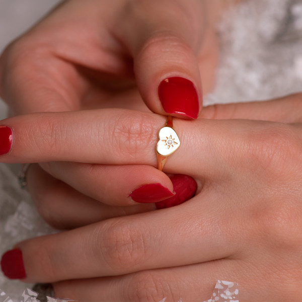 Chevalière or jaune 18 carats et zirconium