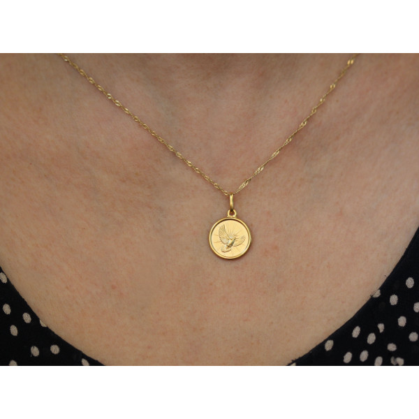 Médaille "Colombe" or jaune 9 ou 18 carats