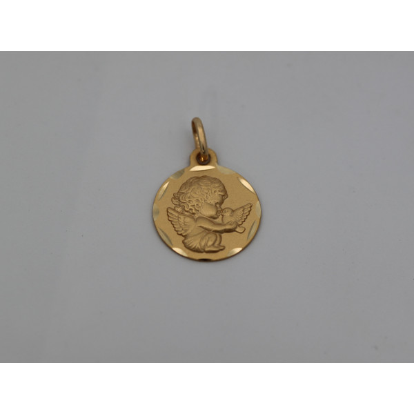 Médaille "l'ange à la colombe" en or jaune 18 carats