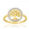 Bague or jaune 18 carats et zirconiums "arbre de vie"