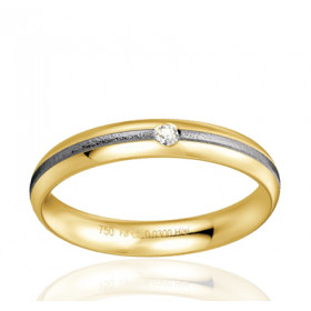 Alliance en tantale, or jaune 18 carats et diamant 0,030 carat