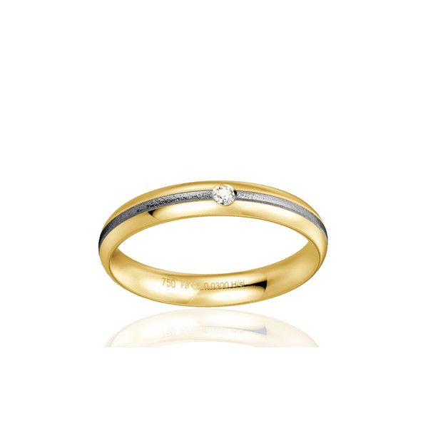 Alliance en tantale, or jaune 18 carats et diamant 0,030 carat