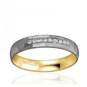 Alliance en tantale, or jaune 18 carats et diamant 0,090 carat