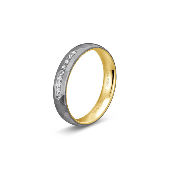 Alliance en tantale, or jaune 18 carats et diamant 0,090 carat