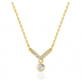 Collier or jaune 18 carats et diamant 0,14 carat