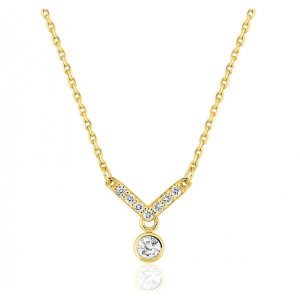 Collier or jaune 18 carats et diamant 0,14 carat