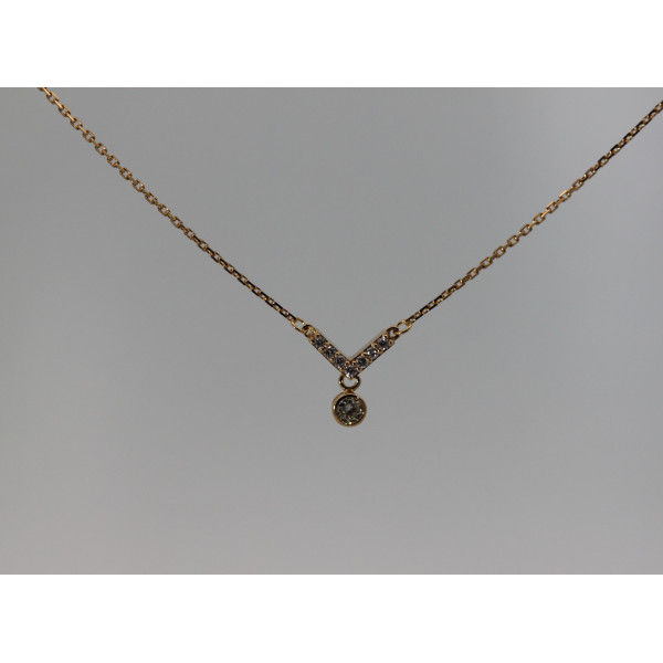 Collier or jaune 18 carats et diamant 0,14 carat