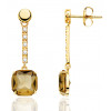 Boucles d'oreilles or 18 carats, quartz fumé et zirconiums