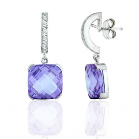 Boucles d'oreilles or 18 carats, améthyste et zirconiums