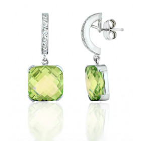 Boucles d'oreilles or 18 carats, péridot et zirconiums