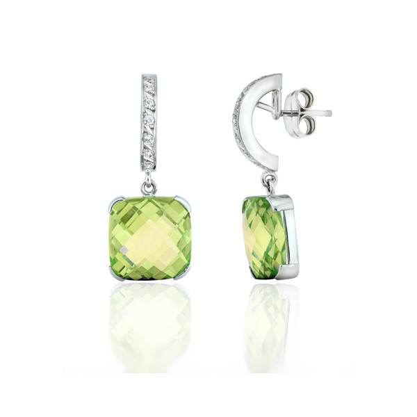 Boucles d'oreilles or 18 carats, péridot et zirconiums