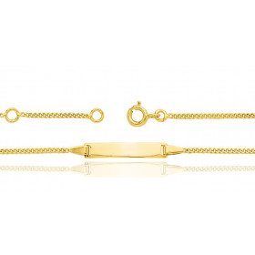Gourmette identité en or jaune 18 carats maille diamantée personnalisable avec une gravure