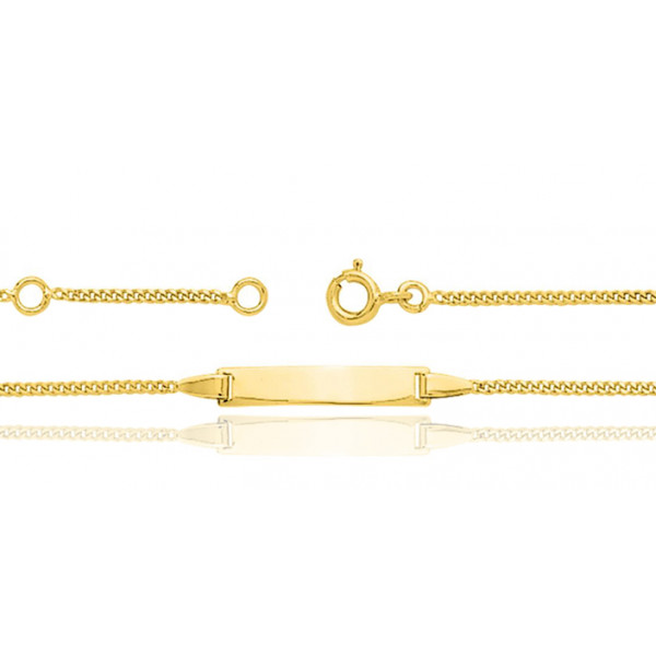 Gourmette identité en or jaune 18 carats maille diamantée personnalisable avec une gravure
