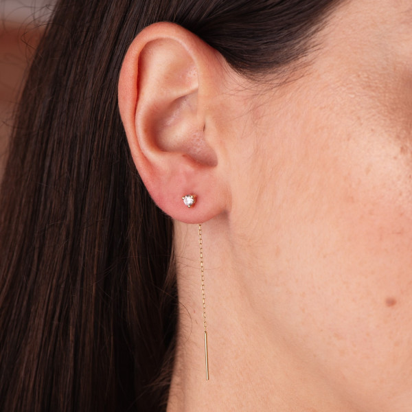 Pendants d'oreilles or 18 carats et zirconiums pour femmes