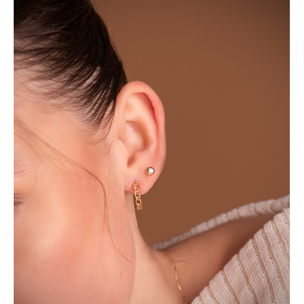 Demi-créoles or 18 carats "chainons" pour femmes