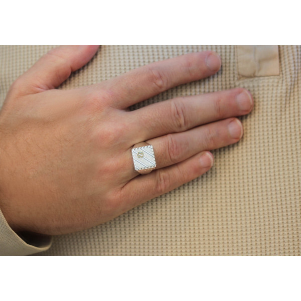 Chevalière en argent carrée 14 x 14 mm personnalisable