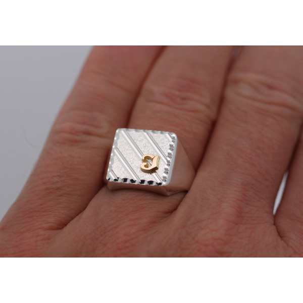 Chevalière en argent carrée 14 x 14 mm personnalisable