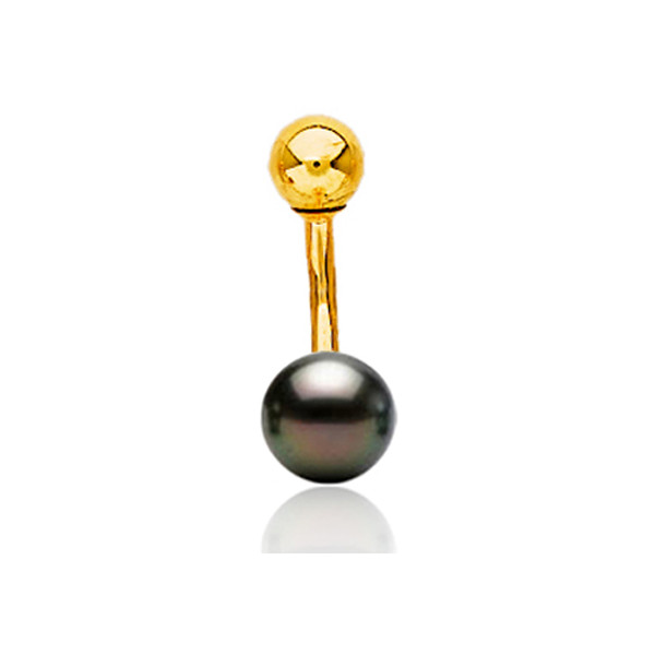 Piercing de nombril en or jaune et perle de Tahiti