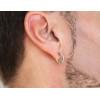 Boucle d'oreille or blanc 18 carats créole 14 mm pour homme