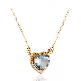 Collier ras du cou or 18 carats, topaze et zirconiums
