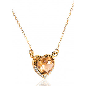 Collier ras du cou or 18 carats, citrine et zirconiums