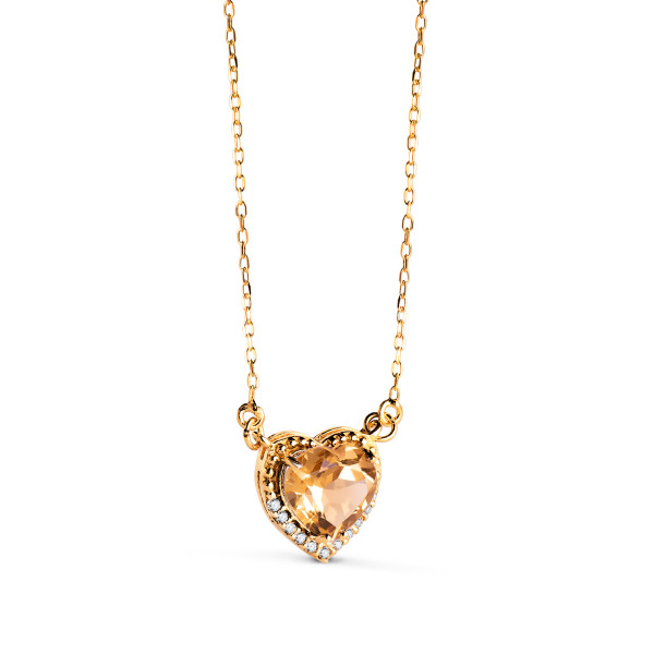 Collier ras du cou or 18 carats, citrine et zirconiums