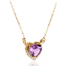 Collier ras du cou or 18 carats, améthyste et zirconiums