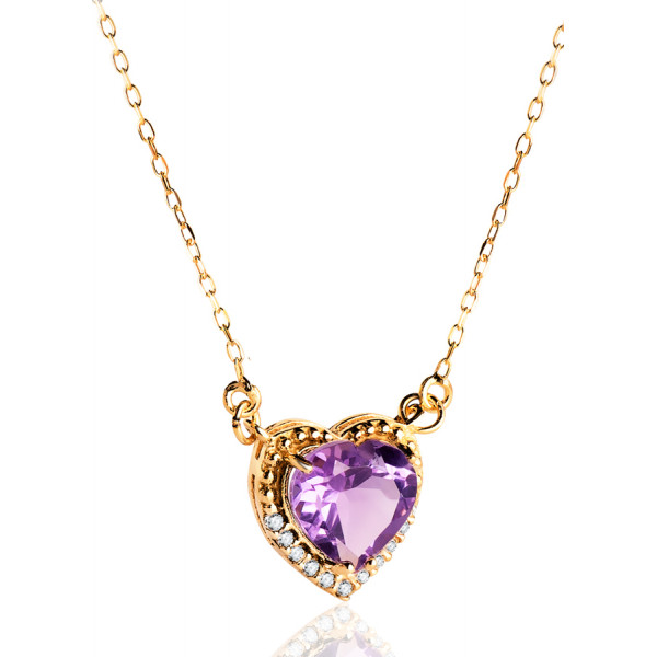 Collier ras du cou or 18 carats, améthyste et zirconiums