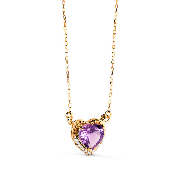 Collier ras du cou or 18 carats, améthyste et zirconiums