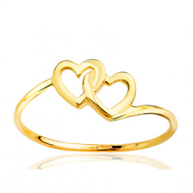 Bague or jaune 18 carats "doubles cœurs"