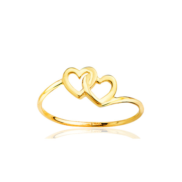 Bague or jaune 18 carats "doubles cœurs"