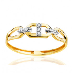 Bague or jaune 18 carats et zirconiums "maillons"