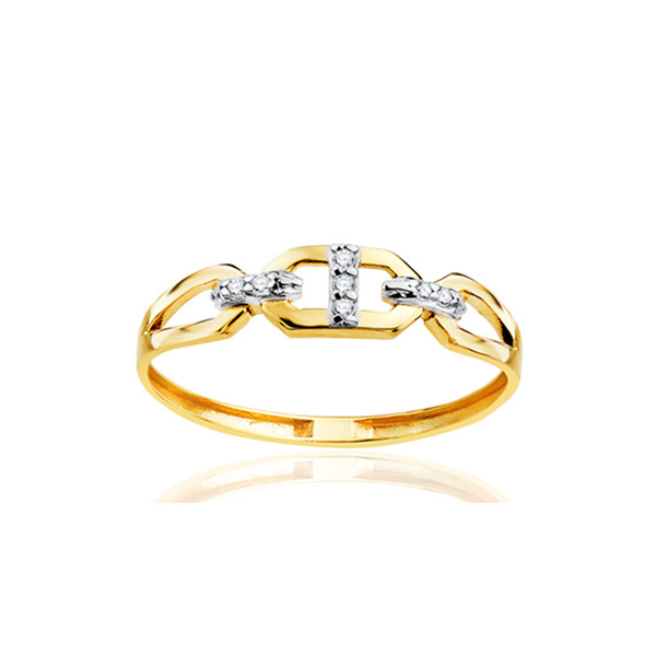 Bague or jaune 18 carats et zirconiums "maillons"