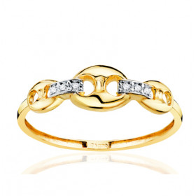 Bague or jaune 18 carats et zirconiums "grain de café"