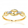 Bague or jaune 18 carats et zirconiums "grain de café"