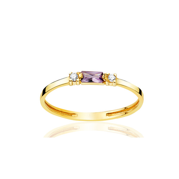 Bague or 18 carats, améthyste et zirconiums