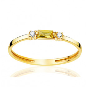 Bague or 18 carats, citrine et zirconiums