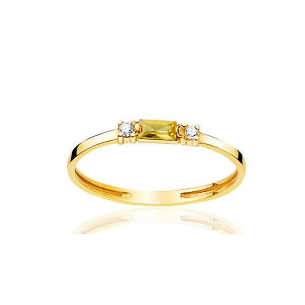 Bague or 18 carats, citrine et zirconiums