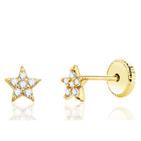 Puces d'oreilles diamant 0,06 carat et or jaune 18 carats