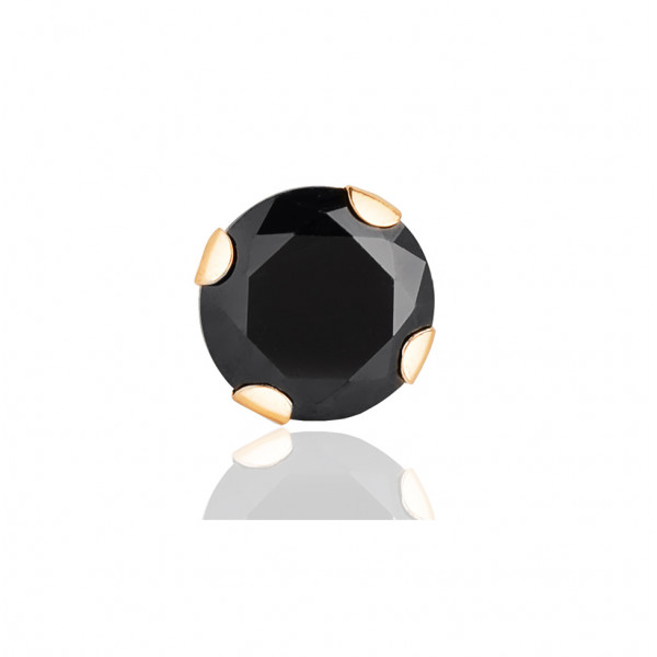 Boucle d'oreille zirconium noir 7 mm et or jaune 18 carats pour homme