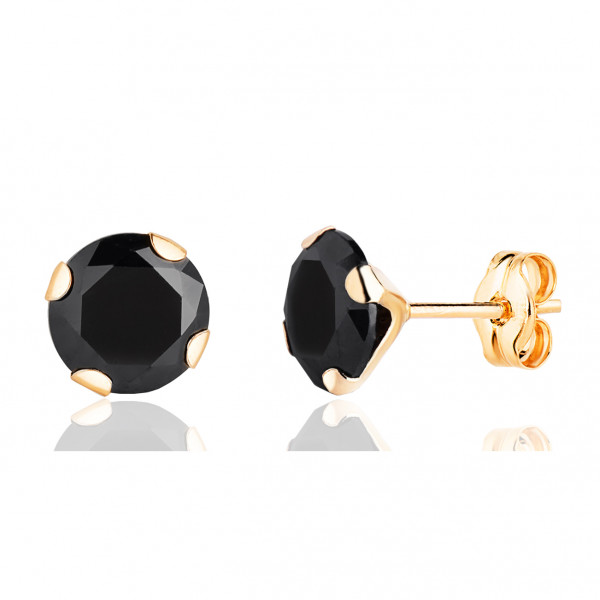 Boucle d'oreille zirconium noir 7 mm et or jaune 18 carats pour homme