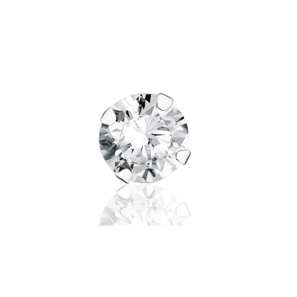 Boucle d'oreilles en or blanc 18 carats et zirconium 6mm pour homme