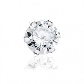 Boucle d'oreille or blanc 18 carats et zirconium 7 mm pour homme