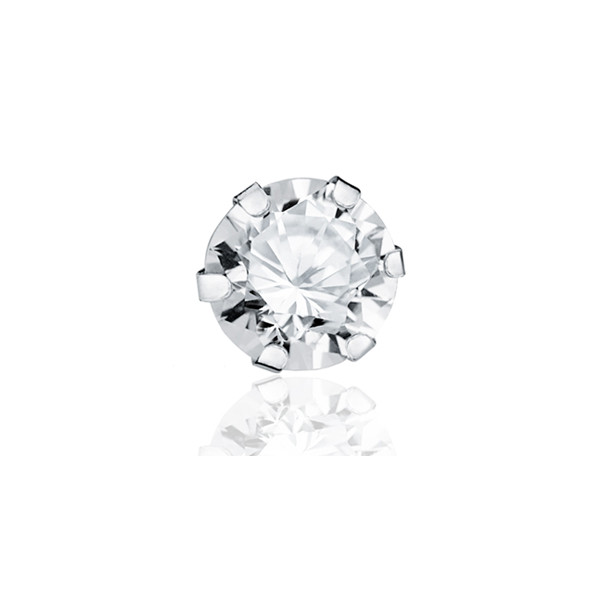 Boucle d'oreille or blanc 18 carats et zirconium 7 mm pour homme