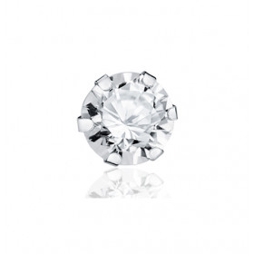 Boucle d'oreille zirconium 6 mm et or blanc 18 carats pour homme