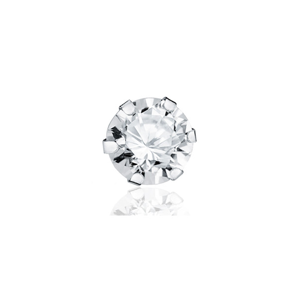 Boucle d'oreille zirconium 6 mm et or blanc 18 carats pour homme