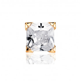 Boucle d'oreilles en or jaune 18 carats et zirconium carré 6 mm pour homme